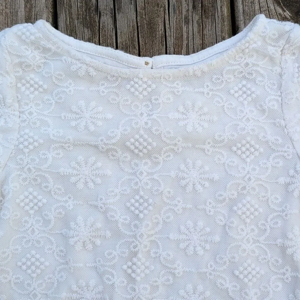 Genuine Kids By Oshkosh 3T White Embroidered Short Sleeve Blouse